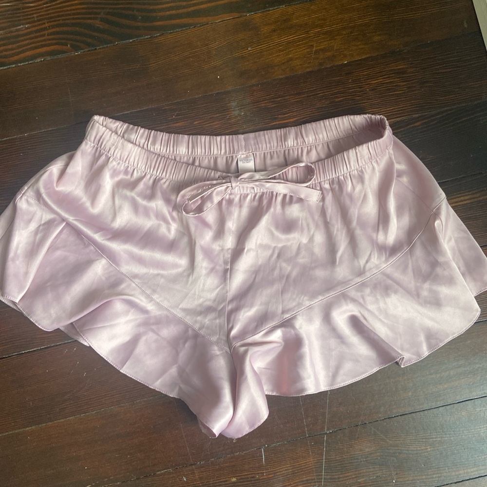 Satin Lilac Victoria’s Secret Ruffle Sleep Shorts